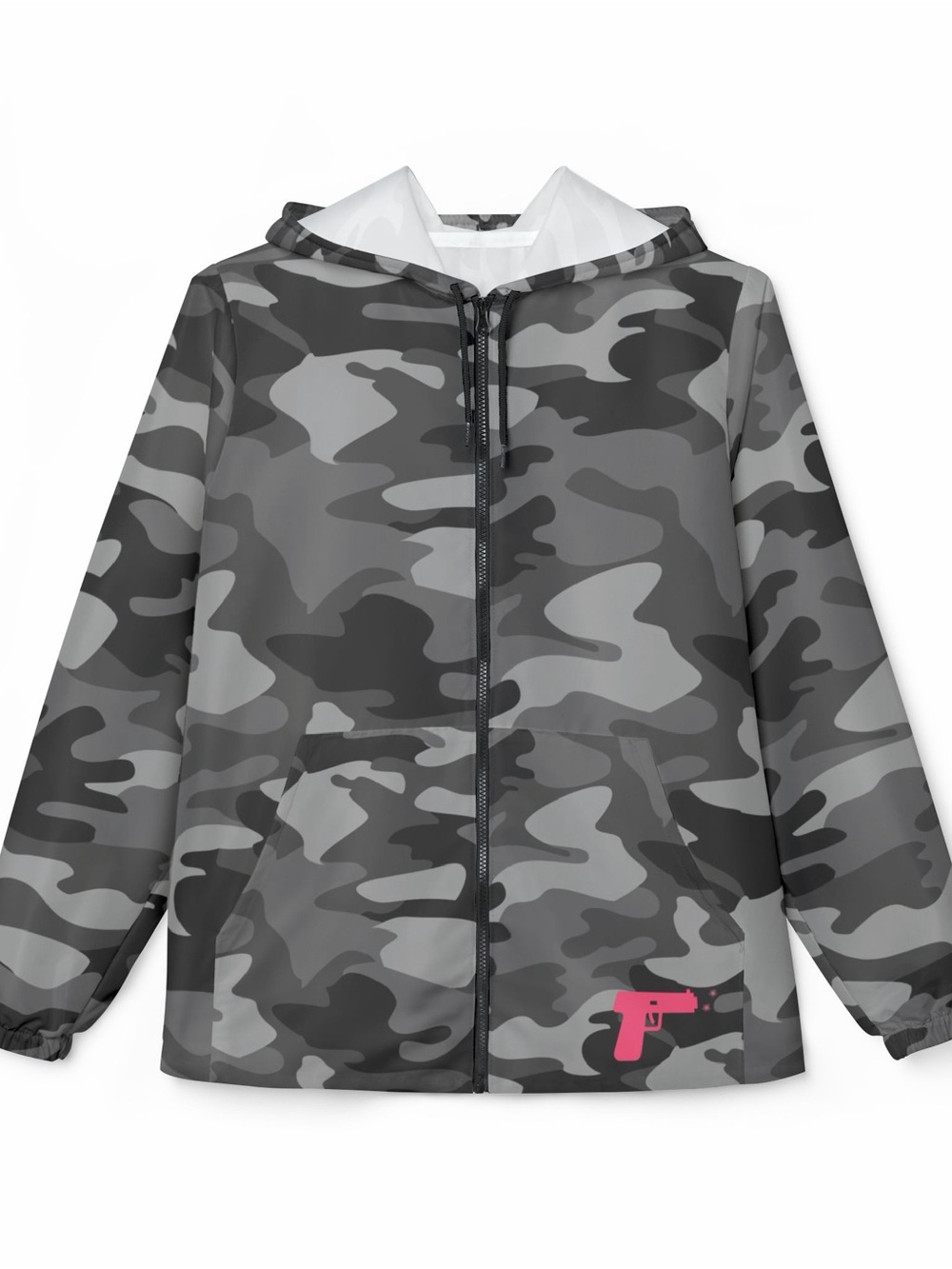 Pink pistol Gray Camo Zip-Up Hooded Jacket